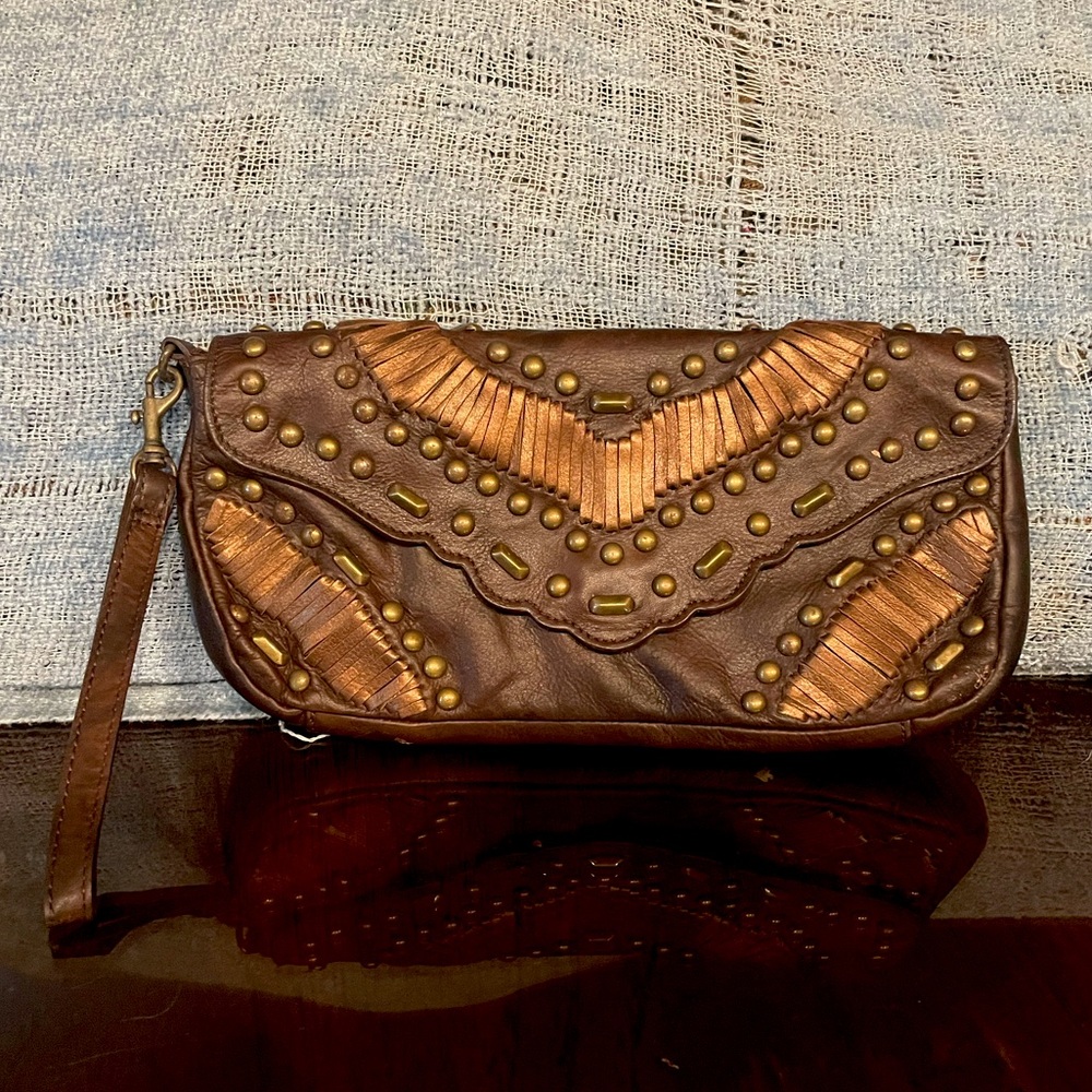 Lake Shore Drive beautiful boho bronze & gold boutique clutch wristlet wallet